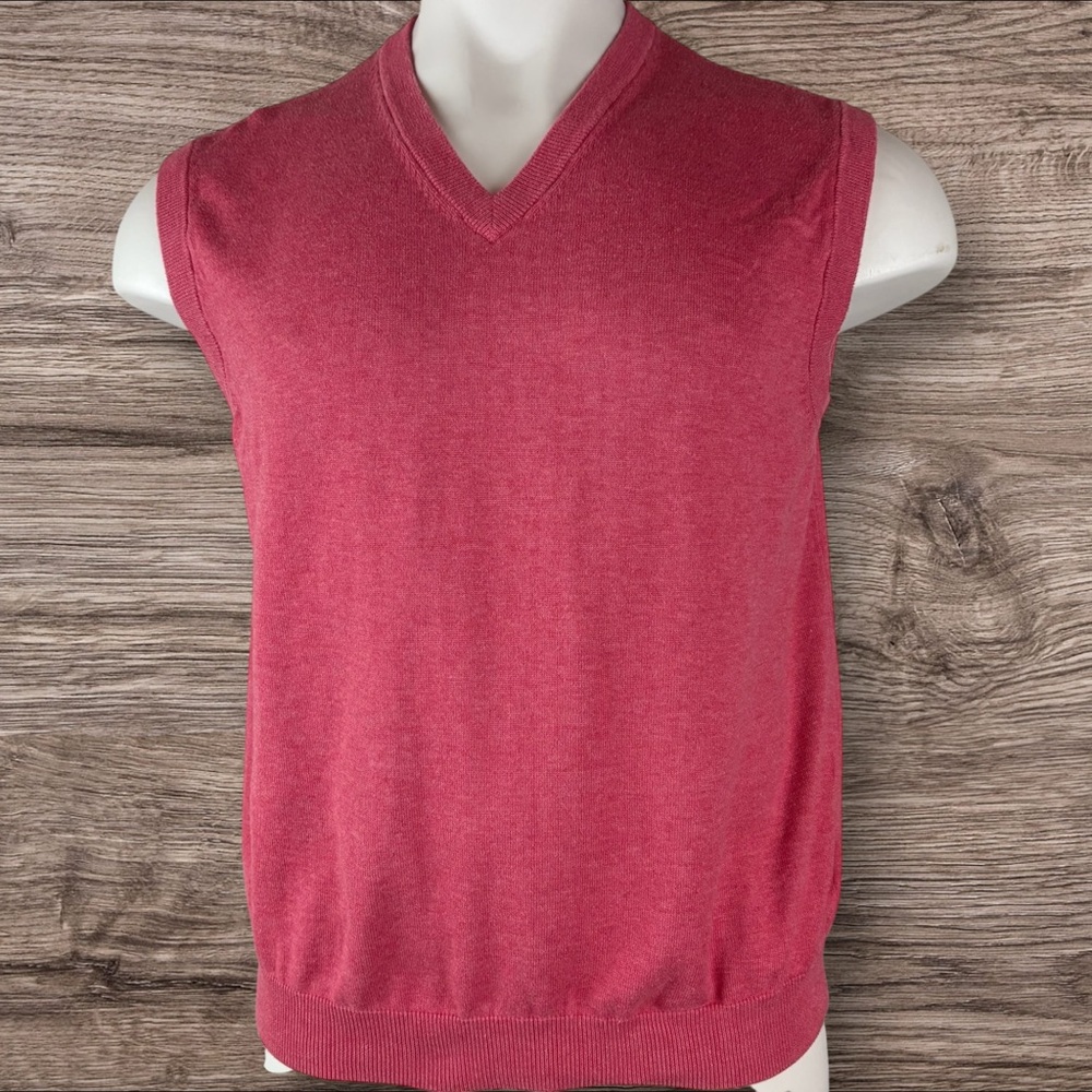 Brooks Brothers 346 Sweater Vest Preppy Mens Large Pink Supima Cotton Boat (904)